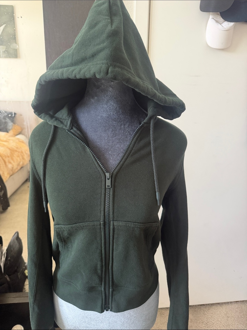 Uniqlo Women's Dark Green Zip Hoodie